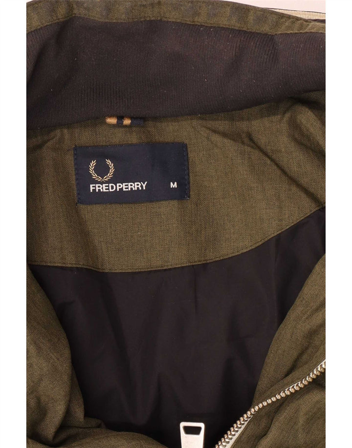 Fred Perry Mens Hooded Padded Jacket UK 38 Medium Khaki