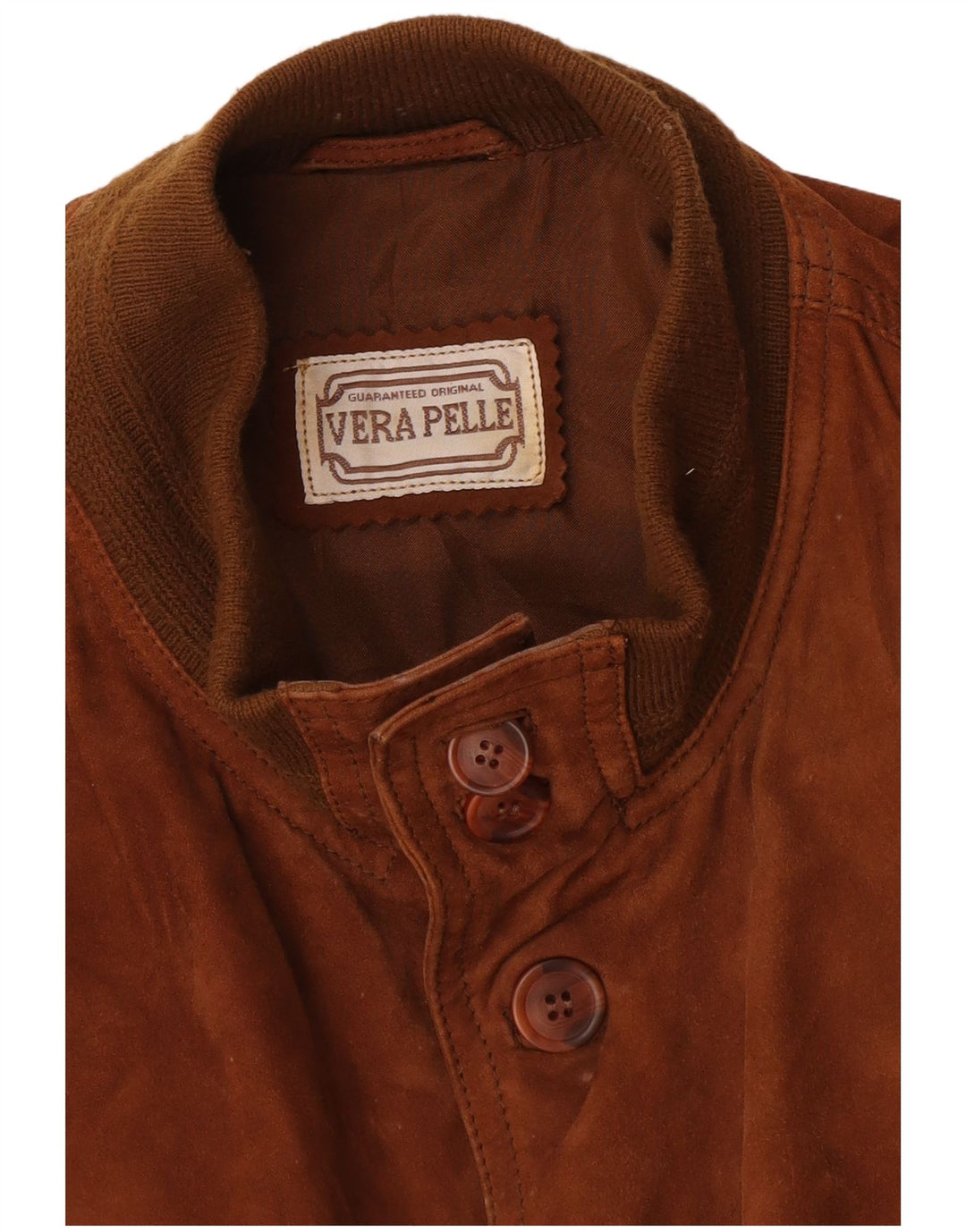 Vintage Mens Suede Bomber Jacket UK 42 XL Brown Leather