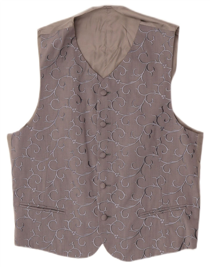 Vintage Mens Waistcoat Medium Grey Paisley