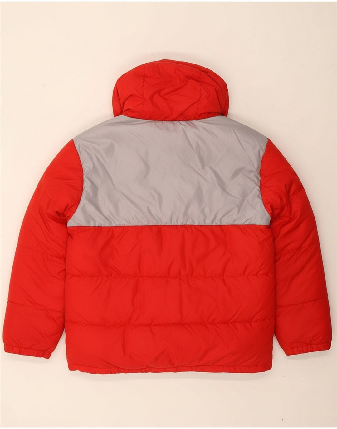 VINTAGE Mens Hooded Padded Jacket UK 36 Small Red Colourblock Polyamide