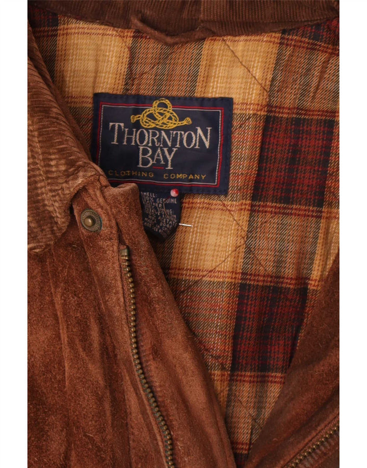 Thornton Bay Mens Suede Jacket UK 44 2XL Brown Leather