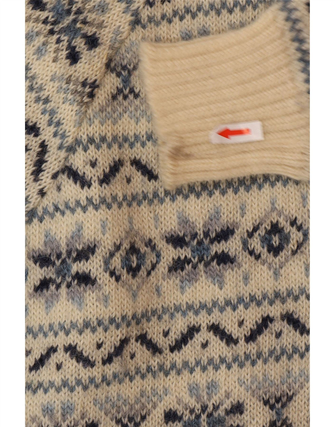 Silvy Mens Crew Neck Jumper Sweater IT 48 Medium Beige Fair Isle