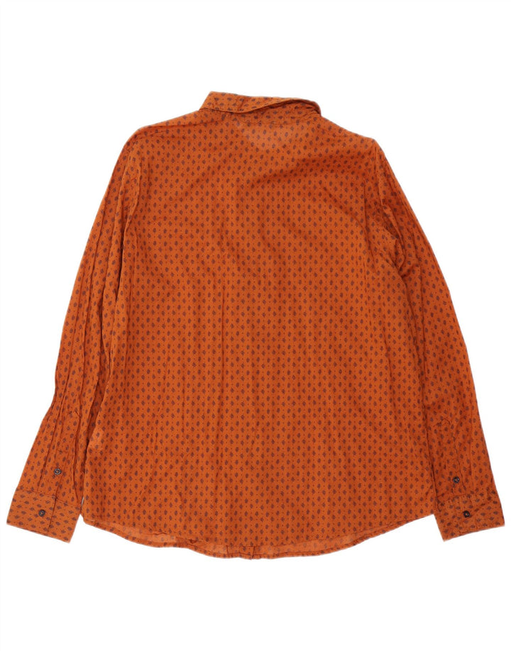 BENETTON Womens Shirt UK 18 XL Brown Floral Cotton