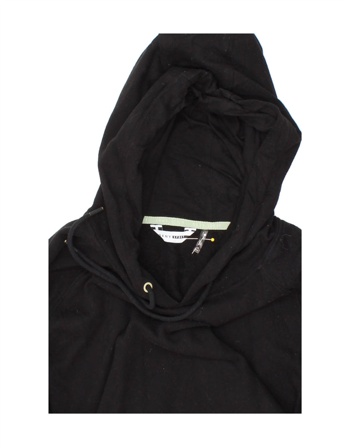 DKNY Womens Oversized Graphic Crop Hoodie Jumper UK 12 Medium Black Vintage Dkny and Second-Hand Dkny from Messina Hembry 