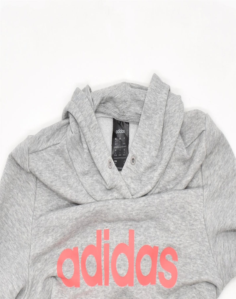 ADIDAS Womens Graphic Hoodie Jumper UK 8-10  Small Grey Cotton | Vintage | Thrift | Second-Hand | Used Clothing | Messina Hembry 