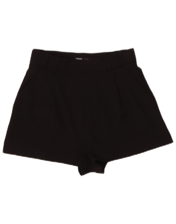 Zara Womens High Waist Hot Pants Small W26  Black Polyester