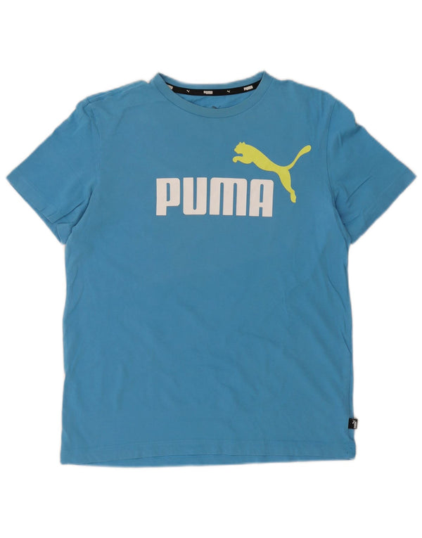 Puma Boys Graphic T-Shirt Top 15-16 Years XL Blue Cotton