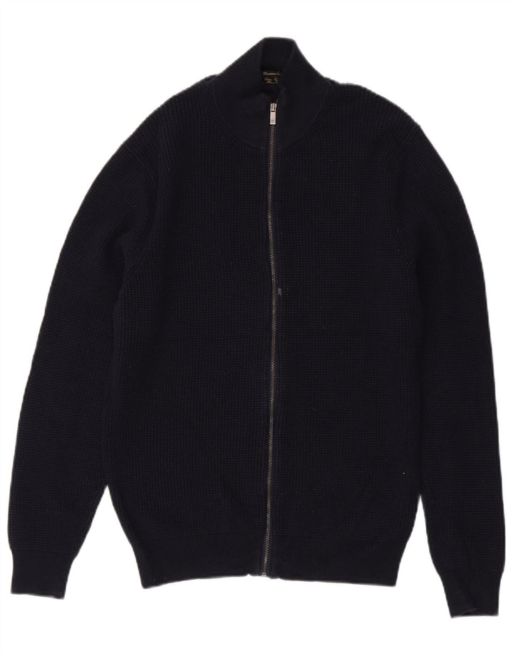 Massimo Dutti Mens Cardigan Sweater Medium Navy Blue