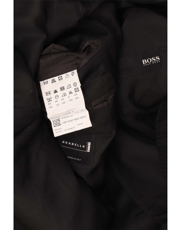 Hugo Boss Mens 2 Button Blazer Jacket UK 40 Large Black Virgin Wool