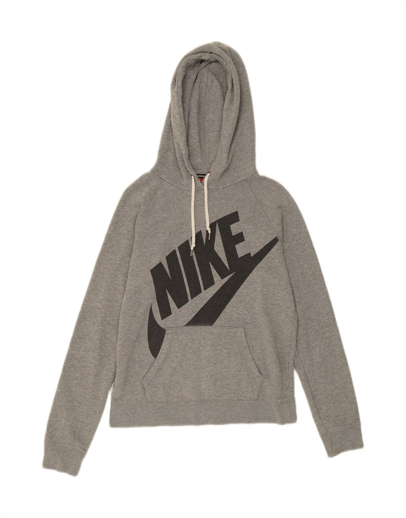 NIKE Womens Oversized Graphic Hoodie Jumper UK 10 Small Grey Cotton Vintage Nike and Second-Hand Nike from Messina Hembry 