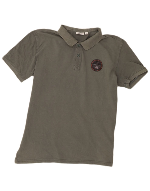Napapijri Mens Polo Shirt Large Grey Cotton