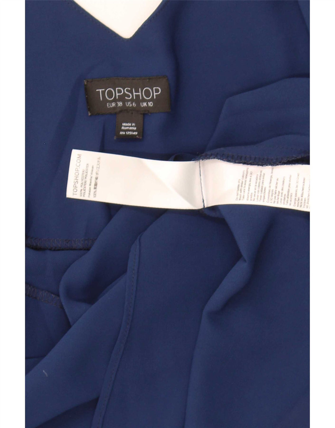 Topshop Womens Cami Top UK 10 Small Navy Blue Polyester
