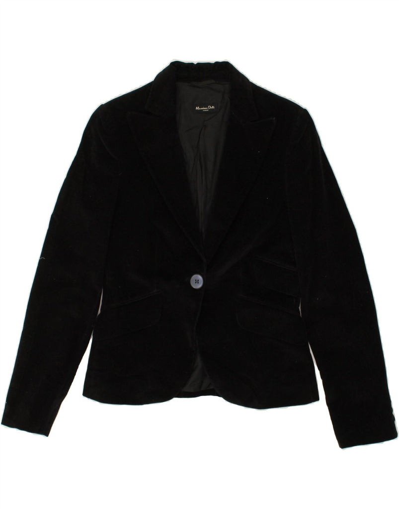 MASSIMO DUTTI Womens 1 Button Blazer Jacket EU 38 Medium Black Cotton | Vintage Massimo Dutti | Thrift | Second-Hand Massimo Dutti | Used Clothing | Messina Hembry 