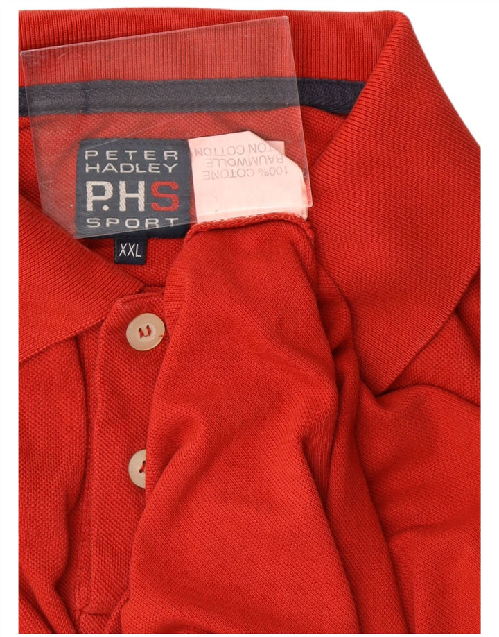PETER HADLEY Mens Long Sleeve Polo Shirt 2XL Red Cotton