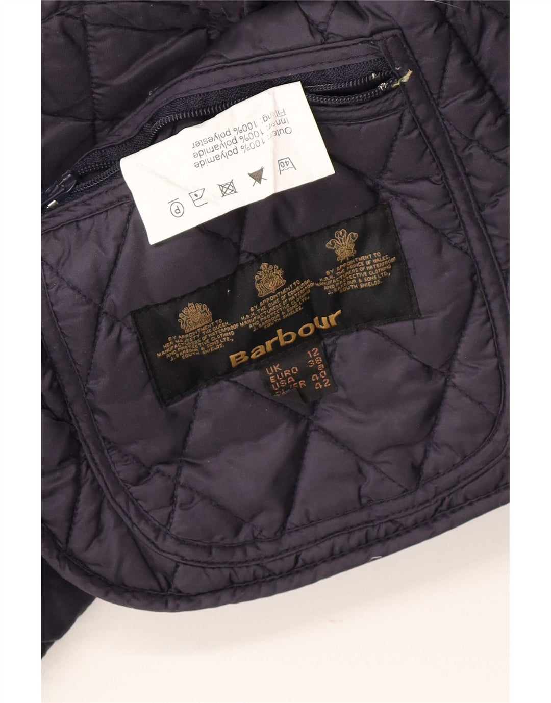 Barbour Womens Quilted Jacket UK 12 Medium  Navy Blue Polyester