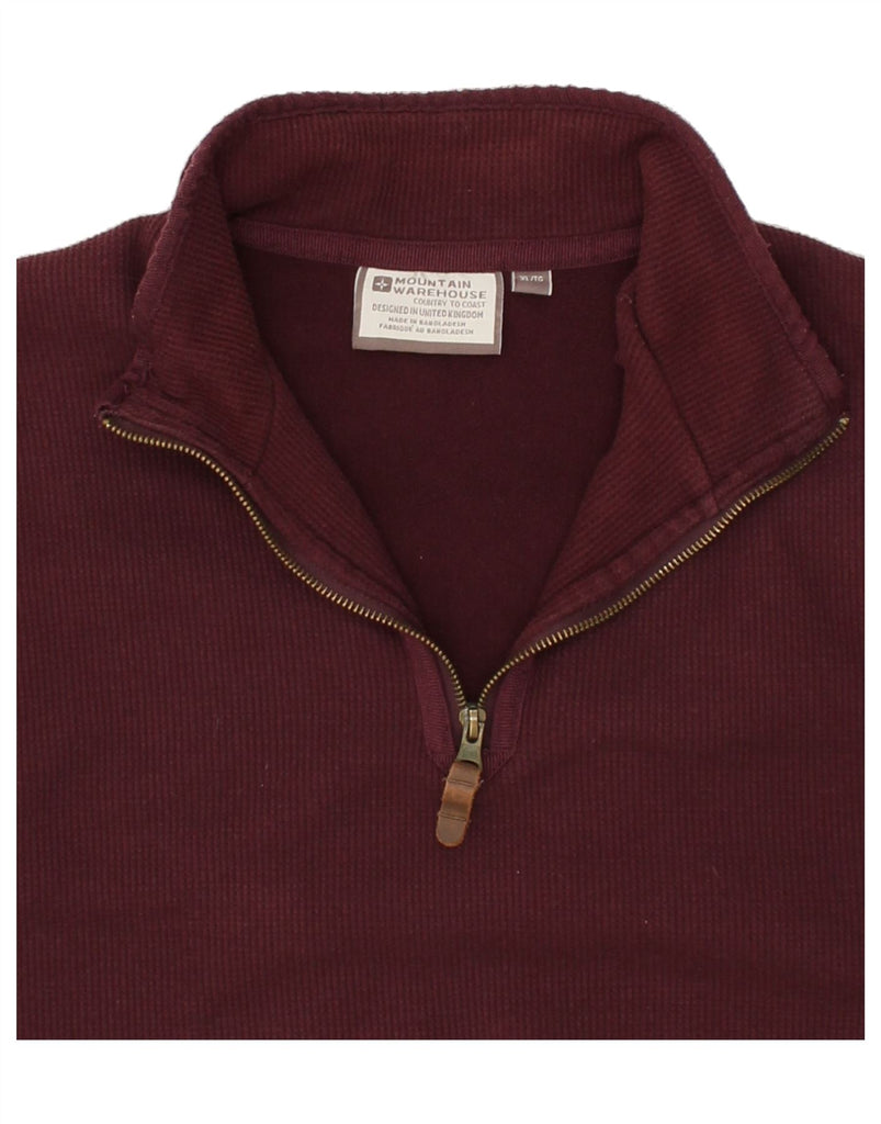 MOUNTAIN WAREHOUSE Mens Zip Neck Sweatshirt Jumper XL Burgundy Cotton | Vintage Mountain Warehouse | Thrift | Second-Hand Mountain Warehouse | Used Clothing | Messina Hembry 