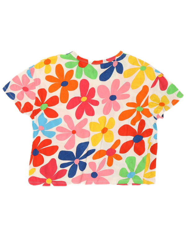 Zara Womens Crop Oversized T-Shirt Top UK 10 Small Multicoloured Floral