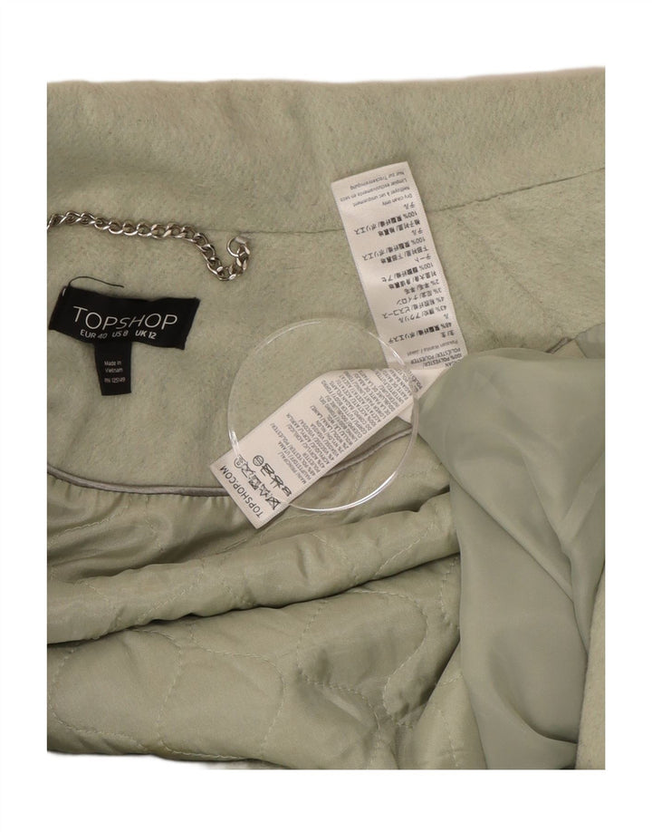 Topshop Womens Overcoat UK 12 Medium Green Polyester