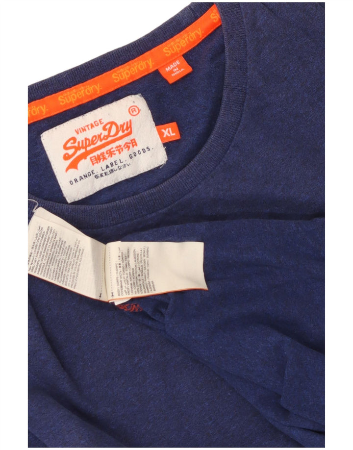 Superdry Mens T-Shirt Top XL Navy Blue Cotton
