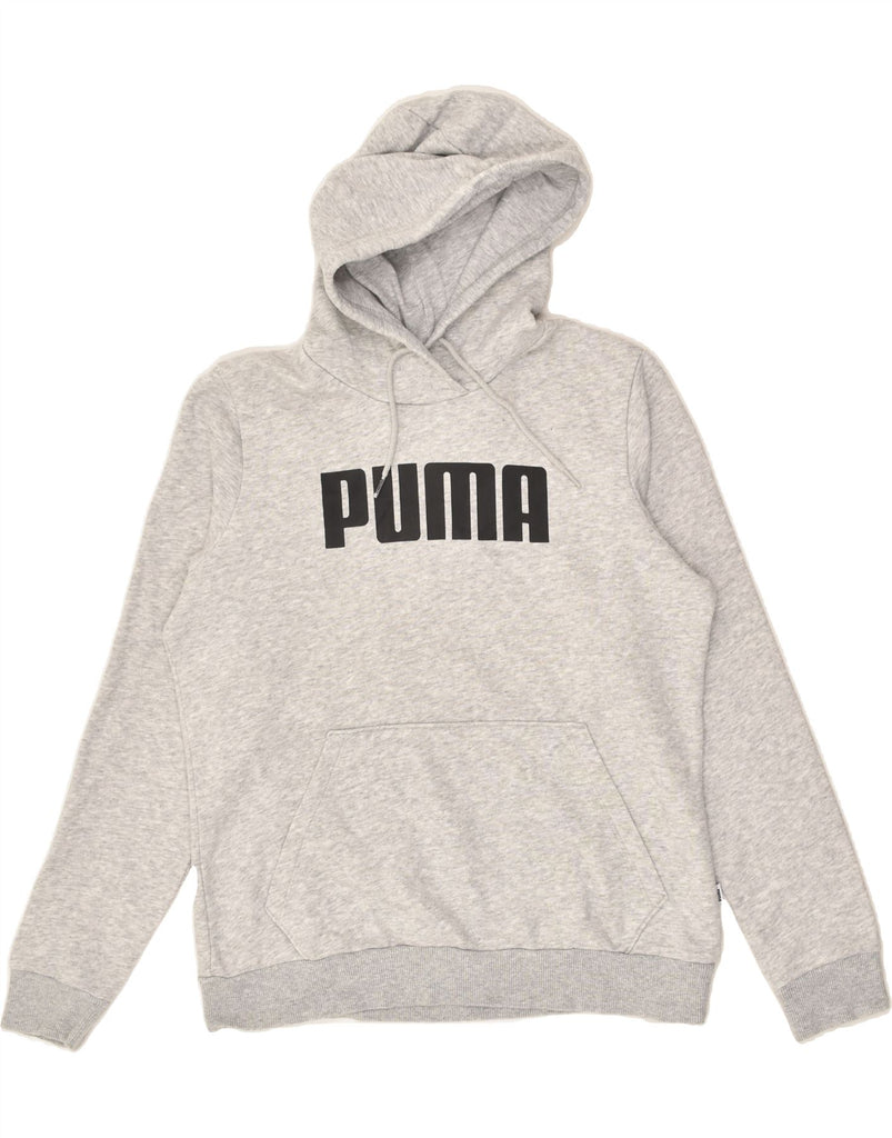 PUMA Womens Graphic Hoodie Jumper UK 14 Large  Grey Cotton | Vintage Puma | Thrift | Second-Hand Puma | Used Clothing | Messina Hembry 