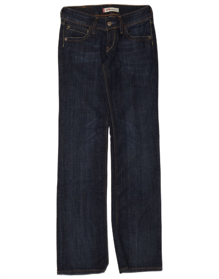 Levi's Womens 570 Straight Jeans W26 L32 Navy Blue Cotton