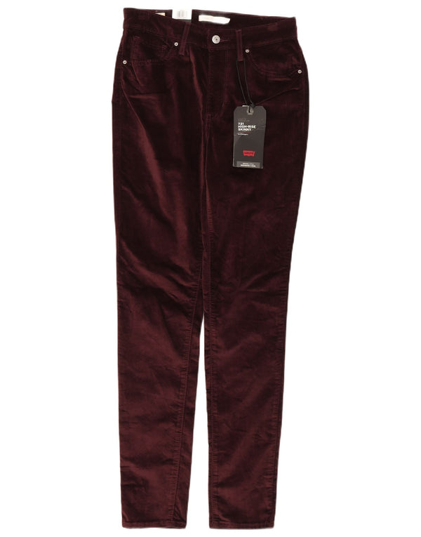 Levi's Womens 721 High Waist Skinny Casual Trousers W29 L32 Burgundy Cotton