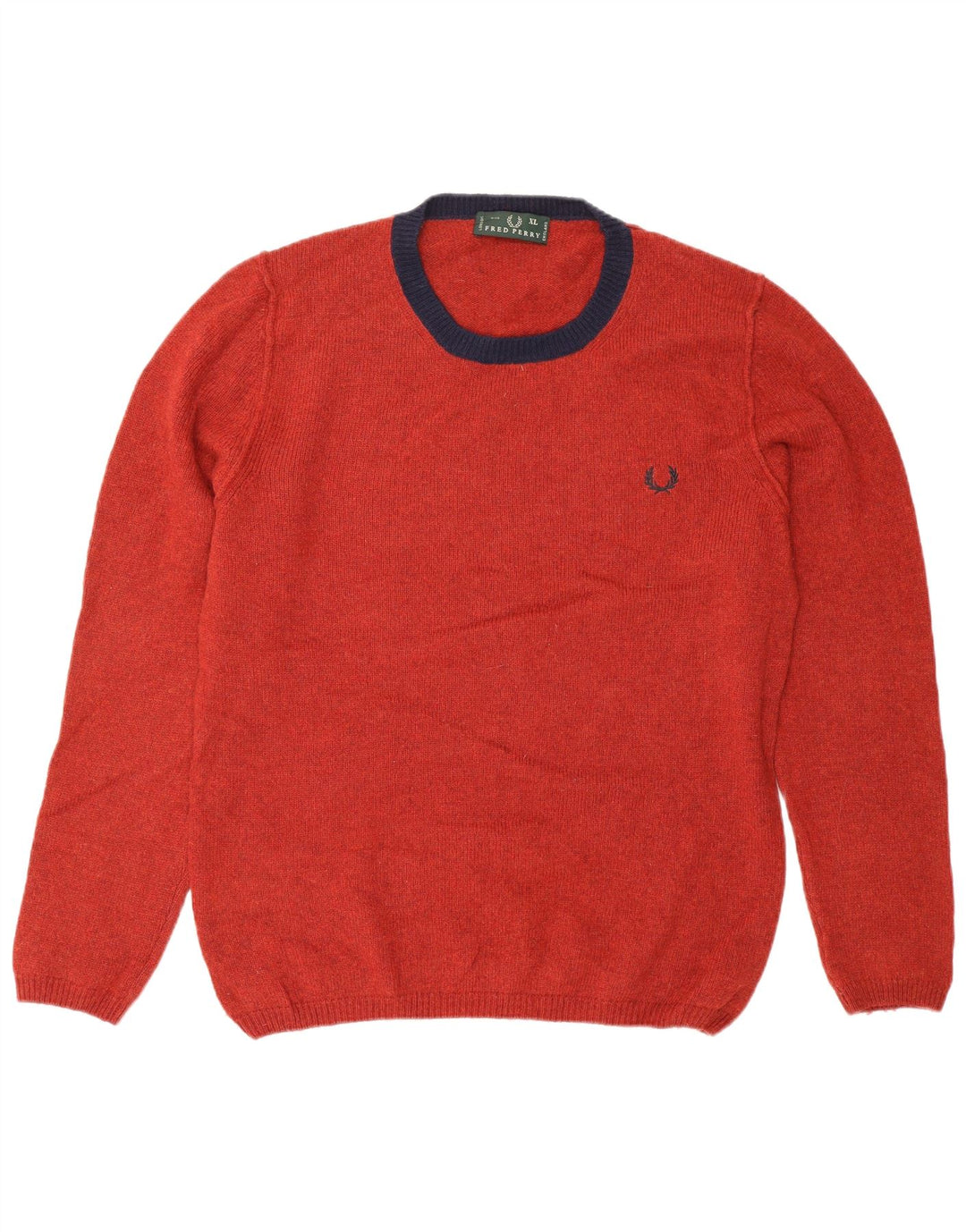 FRED PERRY Mens Crew Neck Jumper Sweater XL Red Wool