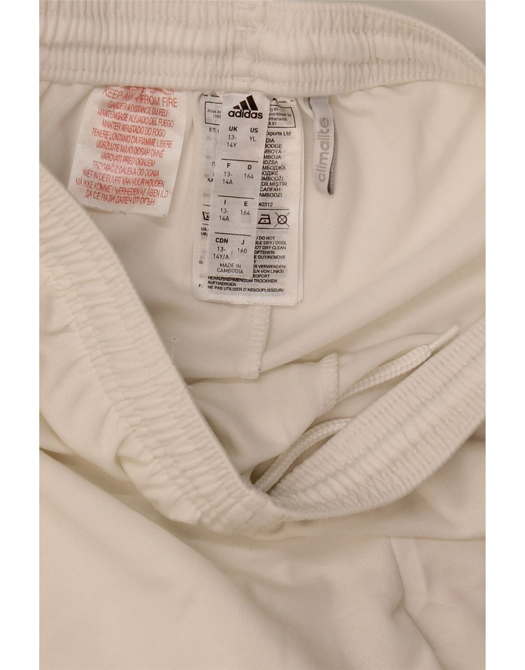 Adidas Boys Climalite Sport Shorts 13-14 Years White Polyester
