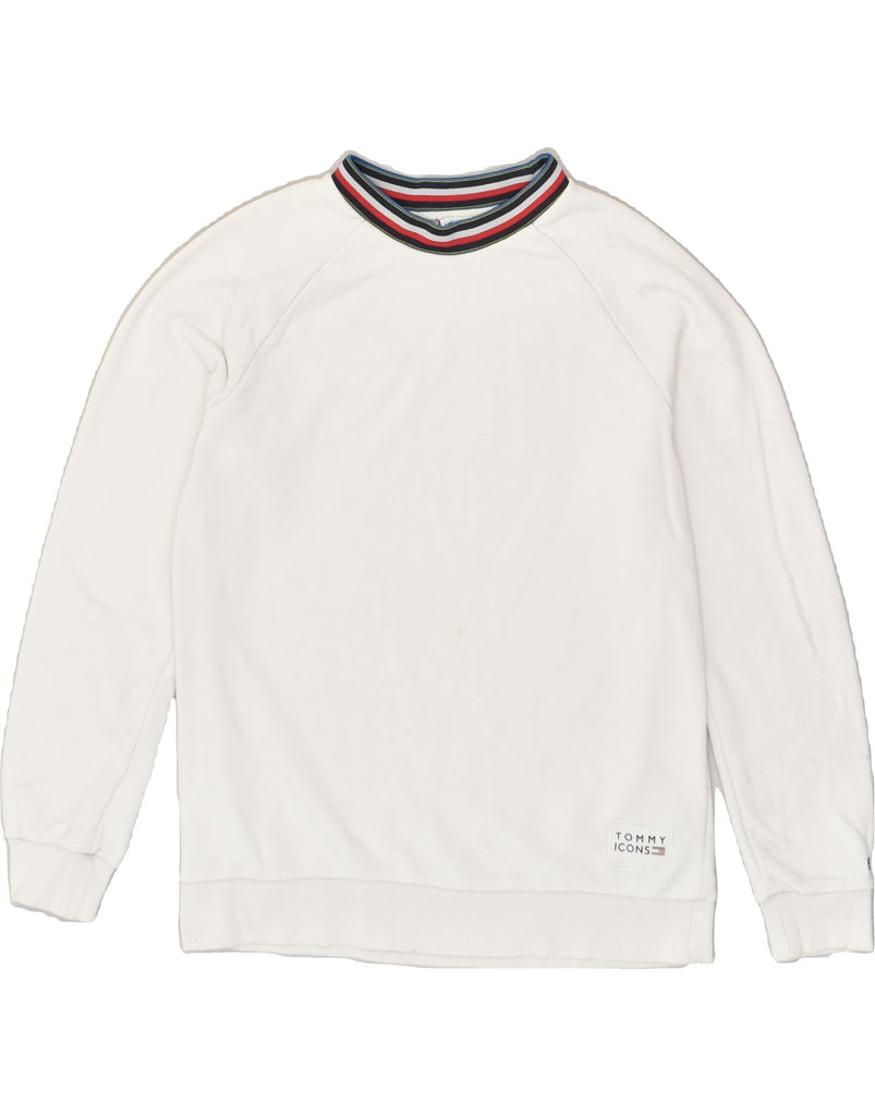 TOMMY HILFIGER Womens Sweatshirt Jumper UK 16 Large White Cotton | Vintage Tommy Hilfiger | Thrift | Second-Hand Tommy Hilfiger | Used Clothing | Messina Hembry 