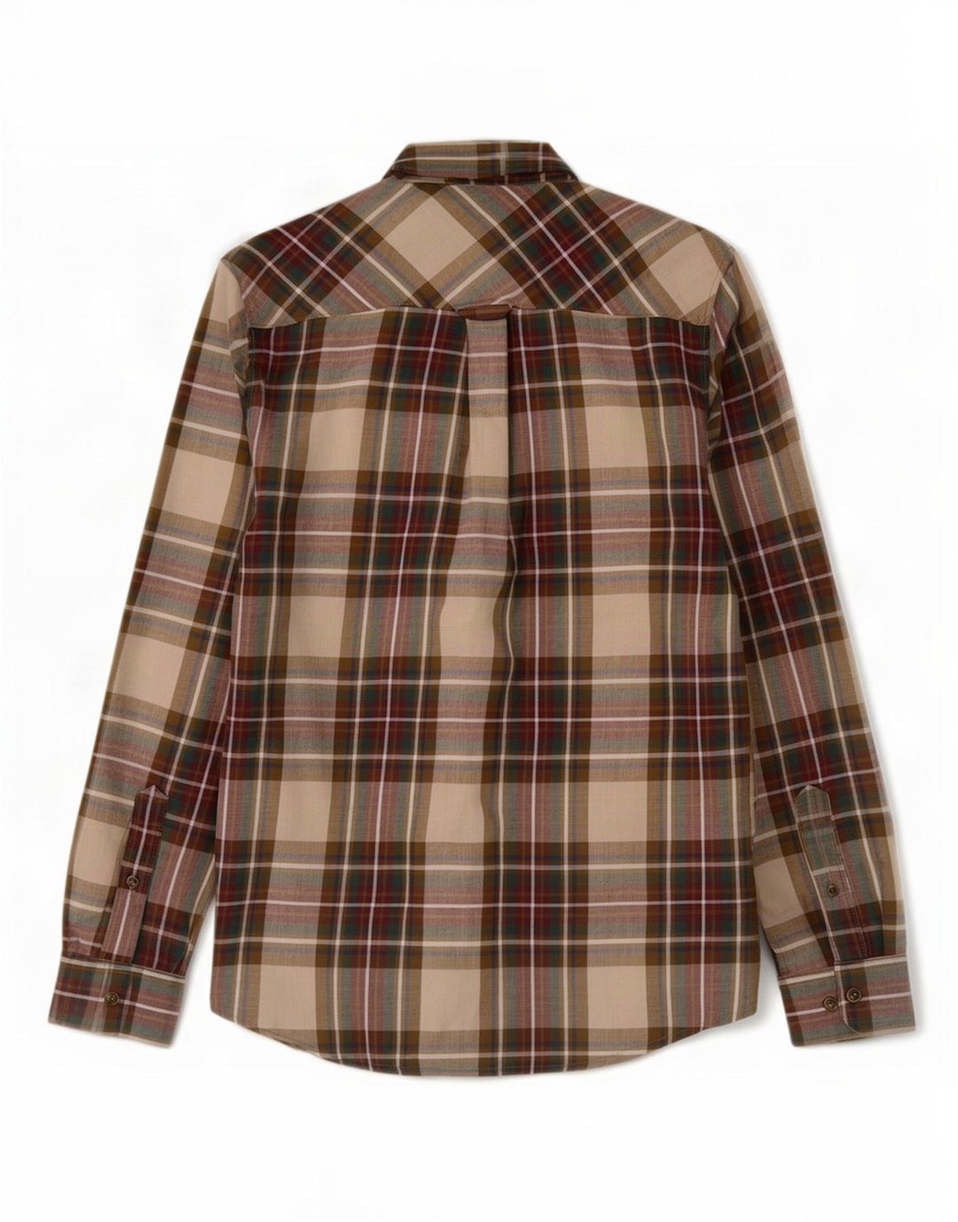 James Pringle Mens Flannel Shirt Small Beige Plaid Polyester
