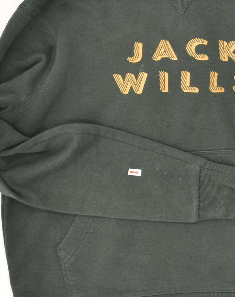 JACK WILLS Mens Graphic Hoodie Jumper Medium Grey Cotton | Vintage Jack Wills | Thrift | Second-Hand Jack Wills | Used Clothing | Messina Hembry 