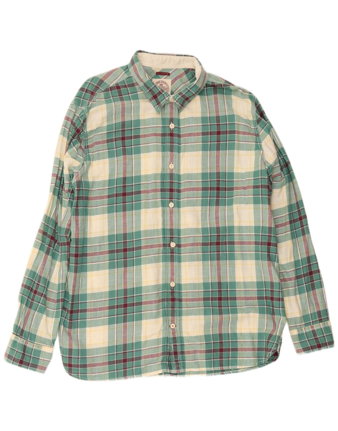 Fat Face Mens Flannel Shirt XL Green Check Cotton