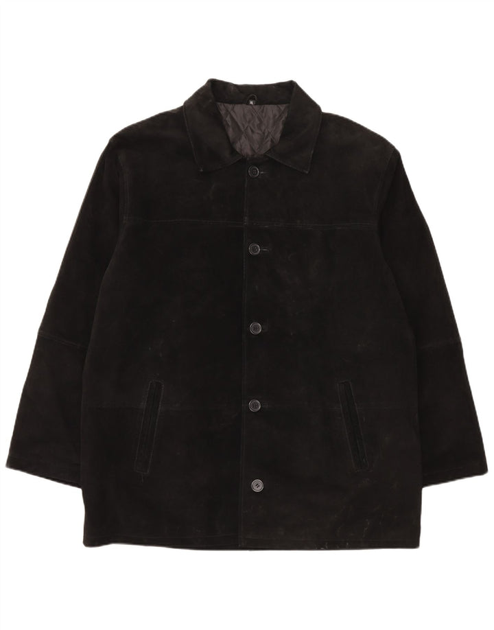 Vintage Mens Regular Fit Suede Jacket UK 42 XL Black Leather