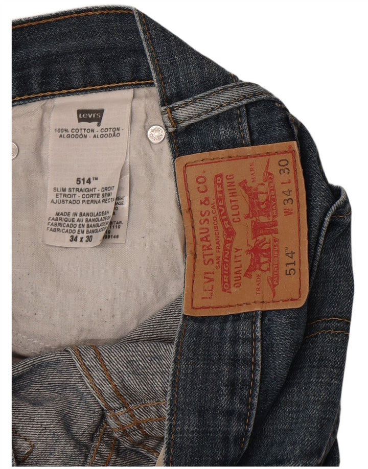 Levi's Mens 514 Slim Straight Jeans W34 L40 Blue Cotton
