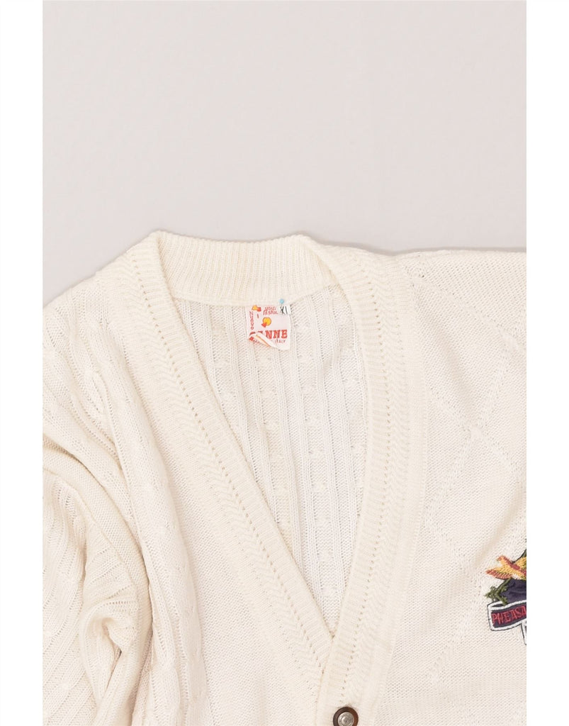 VINTAGE Boys Cardigan Sweater 15-16 Years XL White Colourblock | Vintage Vintage | Thrift | Second-Hand Vintage | Used Clothing | Messina Hembry 