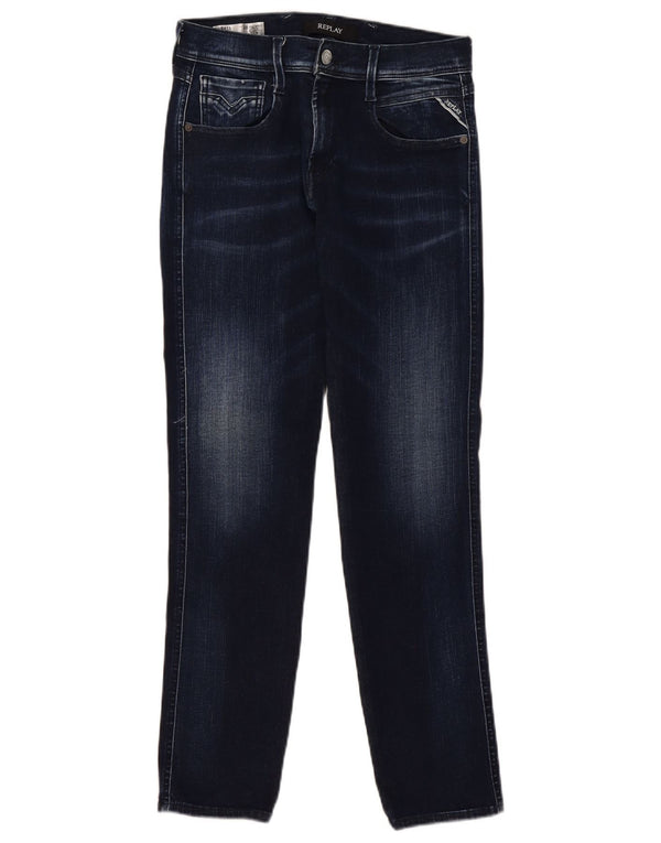Replay Womens Anbass Slim Jeans W28 L30 Navy Blue Cotton