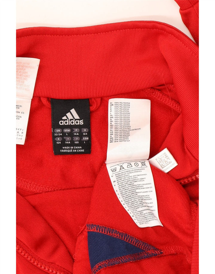 Adidas Boys Tracksuit Top Jacket 13-14 Years Red Colourblock Polyester