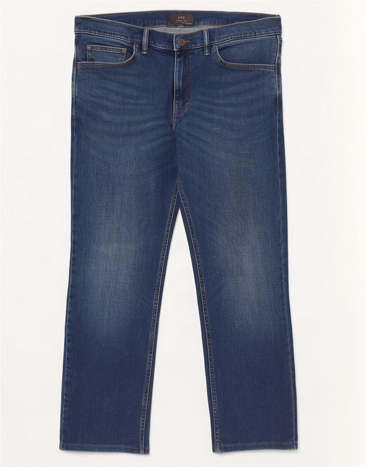 Marks & Spencer Mens Straight Jeans W40 L27 Blue Cotton