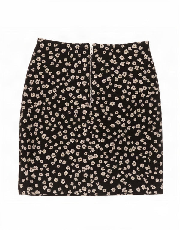 Dorothy Perkins Womens Mini Skirt UK 8 Small W27 Black Floral Polyester