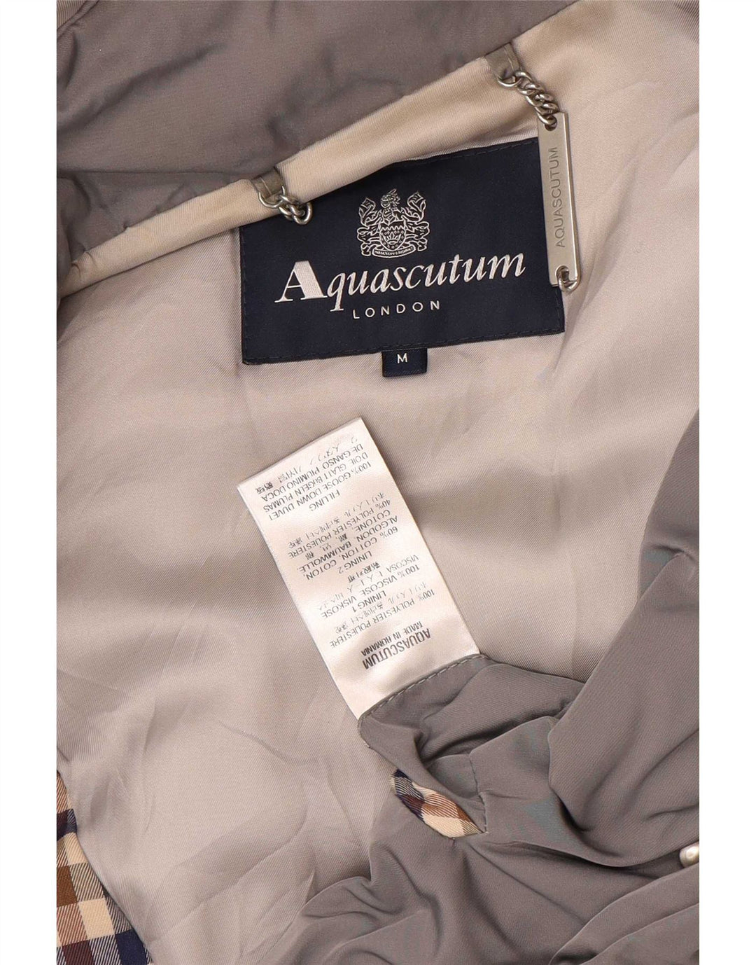 Aquascutum Womens Hooded Padded Coat UK 14 Medium Grey Polyester