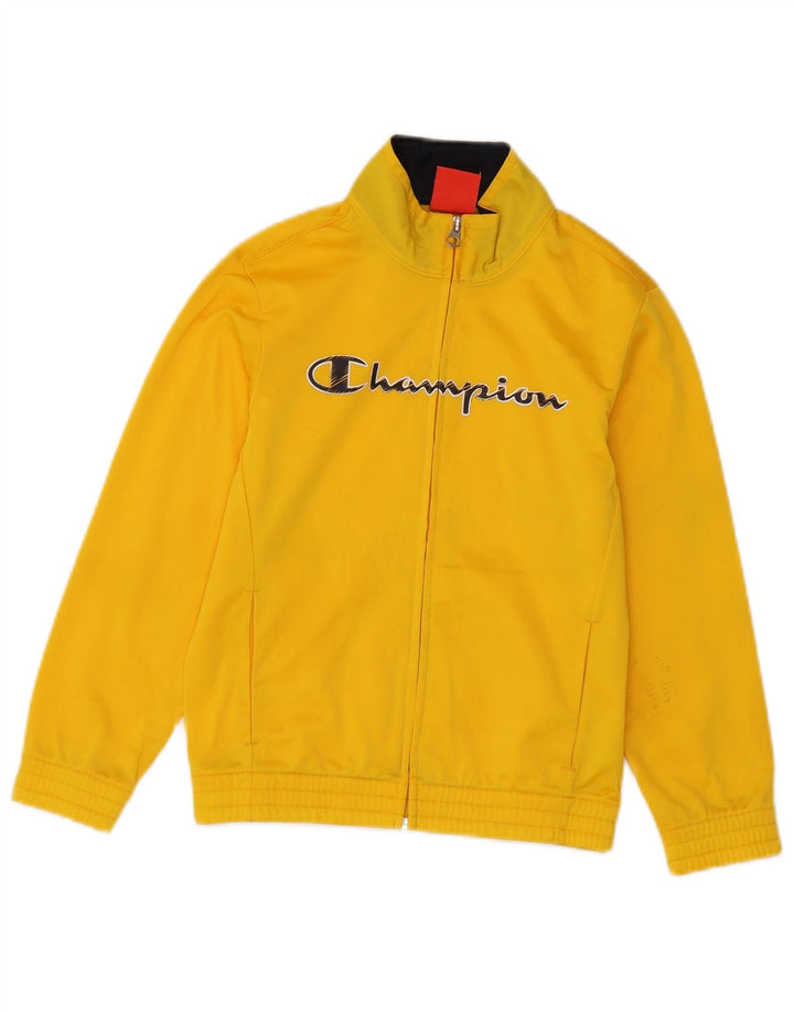 Champion Boys Graphic Tracksuit Top Jacket 7-8 Years Small Yellow Polyester