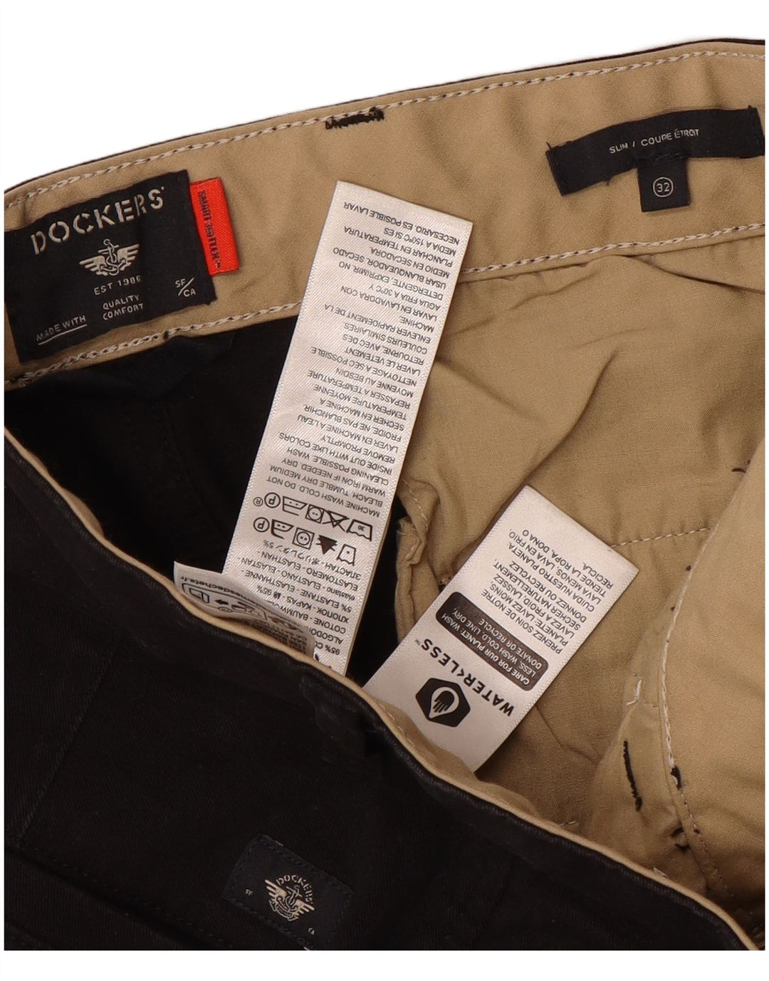 Dockers Mens Slim Chino Trousers W32 L33 Brown Cotton