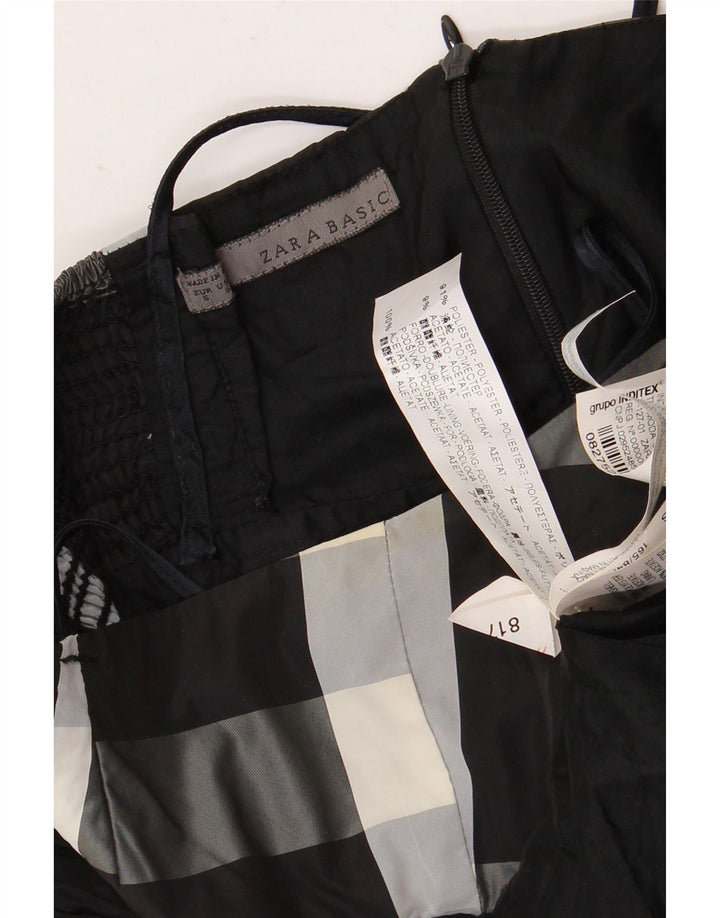 Zara Womens Sleeveless Bubble Dress UK 8 Small Black Check Polyester