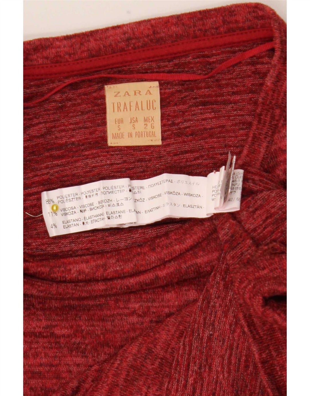 Zara Womens T-Shirt Top UK 10 Small Red Flecked Polyester