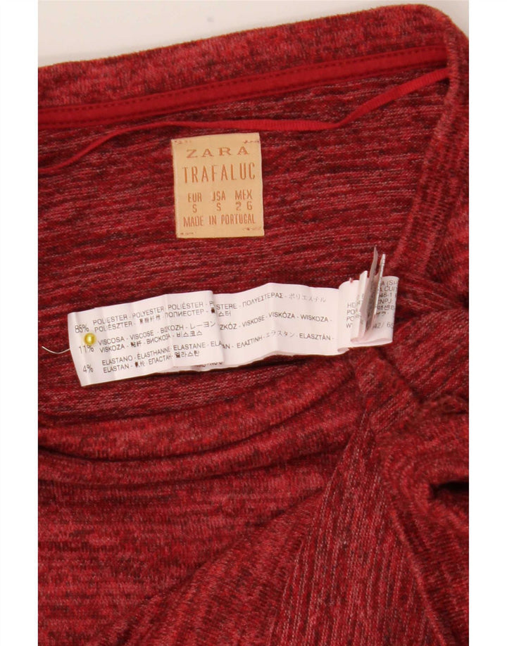 Zara Womens T-Shirt Top UK 10 Small Red Flecked Polyester