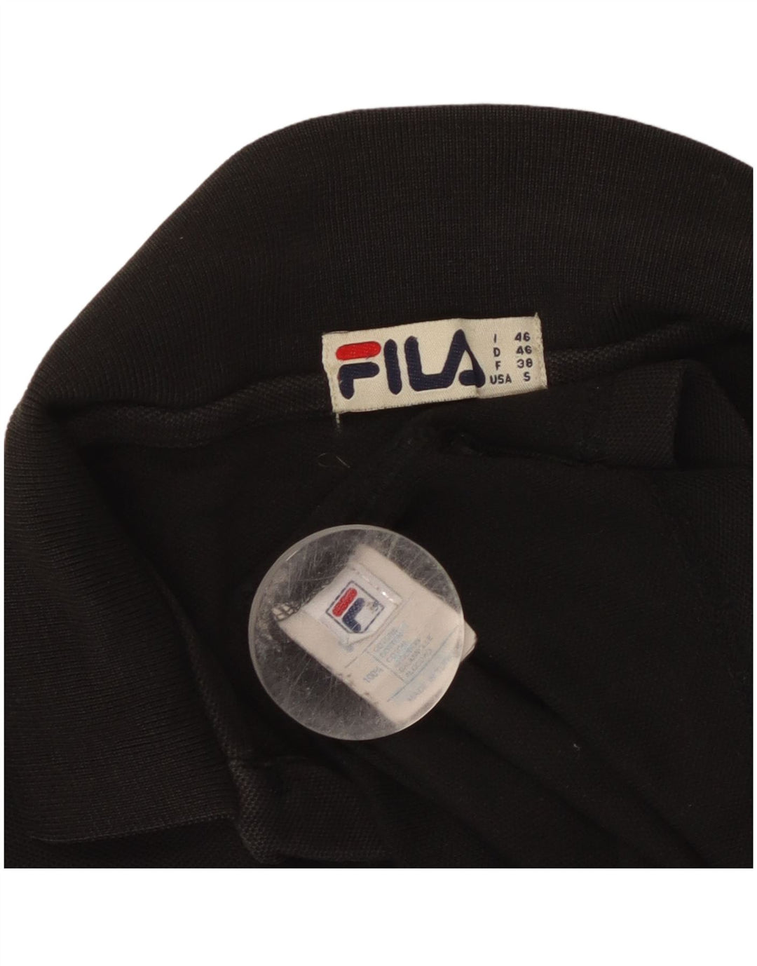 Fila Mens Polo Shirt Small Black Cotton