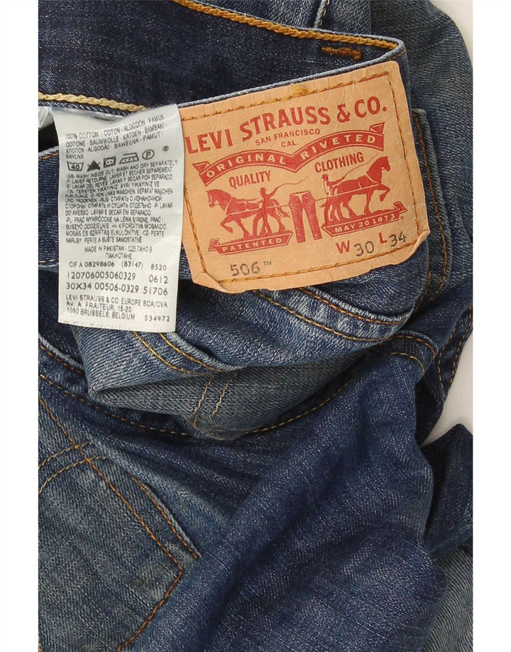 Levi's Mens 506 Straight Jeans W30 L34 Navy Blue Cotton