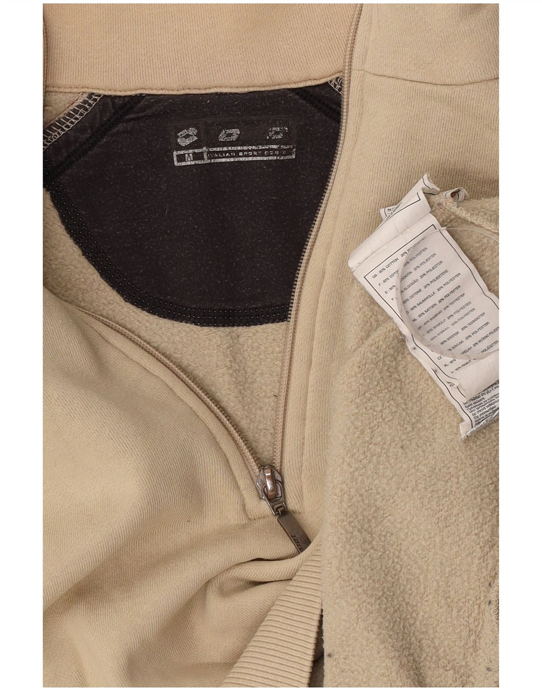 Lotto Mens Zip Neck Sweatshirt Jumper Medium Beige Cotton