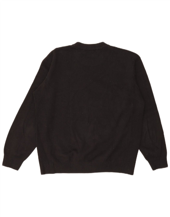 Zara Mens Crew Neck Jumper Sweater Large Black Cotton
