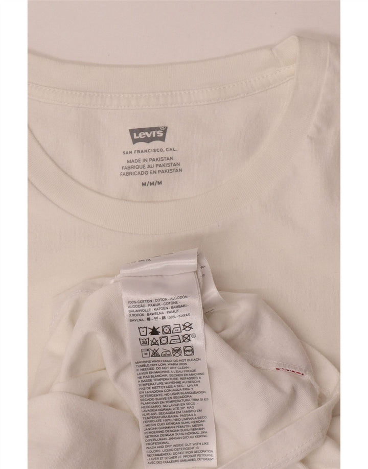 Levi's Womens Graphic T-Shirt Top UK 14 Medium White Cotton